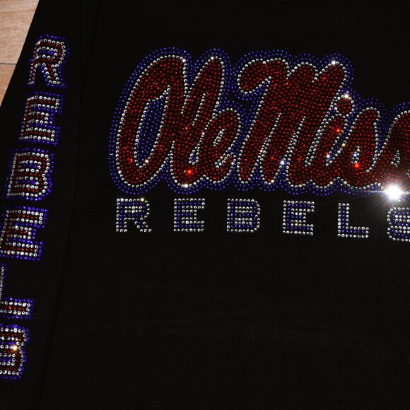 Ole Miss rhinestone RN long sleeve black Shirt XS S M L XL XXL 1X 2X 3X 4X 5X - Picture 5 of 8